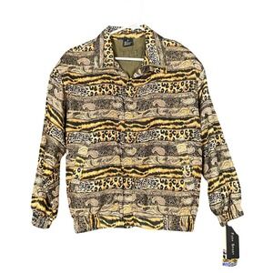 FUDA Sport Vintage Silk Jacket‎ Women's Size S Animal Print Paisley Bomber 90s